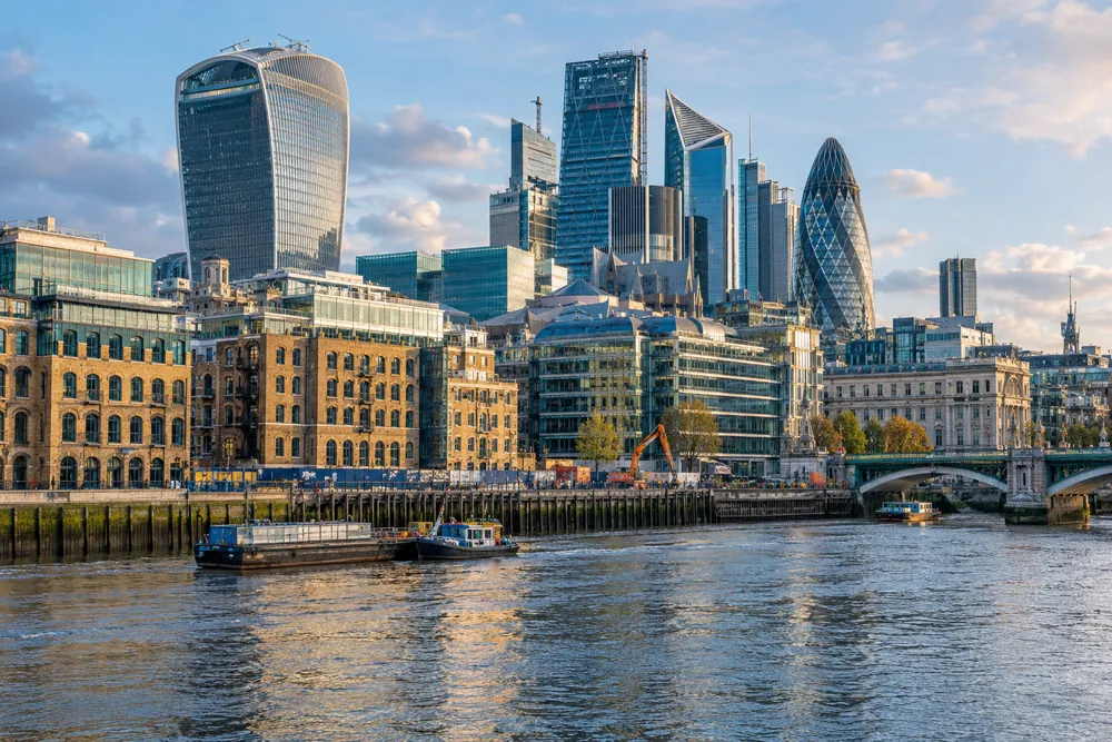 London commercial skyline and River Thames